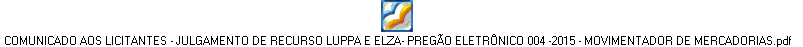 COMUNICADO AOS LICITANTES - JULGAMENTO DE RECURSO LUPPA E ELZA- PREGÃO ELETRÔNICO 004 -2015 - MOVIMENTADOR DE MERCADORIAS.pdf