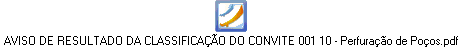 AVISO DE RESULTADO DA CLASSIFICAÇÃO DO CONVITE 001 10 - Perfuração de Poços.pdf
